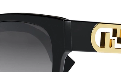Shop Fendi The  O'lock 54mm Geometric Sunglasses In Shiny Black / Gradient Smoke