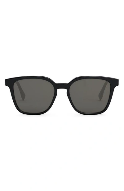 Shop Fendi The  Diagonal 53mm Geometric Sunglasses In Shiny Black / Smoke