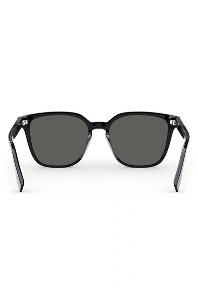Shop Fendi The  Diagonal 53mm Geometric Sunglasses In Shiny Black / Smoke