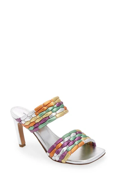 Shop Dries Van Noten Metallic Woven Slide Sandal In 952 Silver