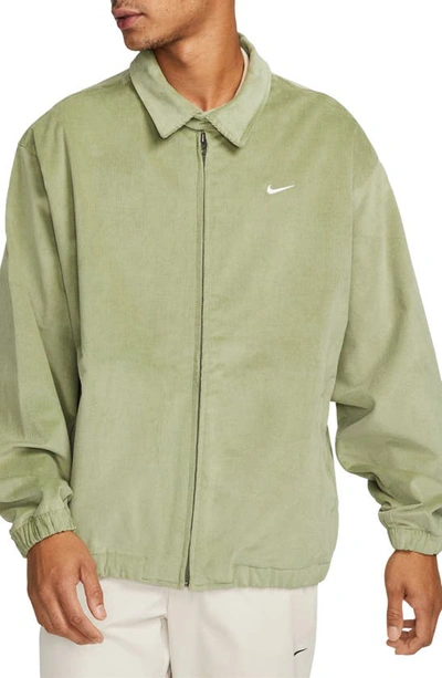 Shop Nike Harrington Corduroy Jacket In Oil Green/ White