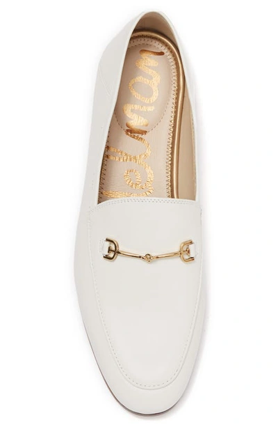 Sam Edelman Loraine Embellished Leather Collapsible-heel Loafers In Bright White Leather