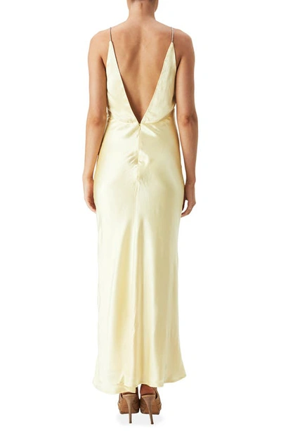 Shop Bardot Capri Diamanté Strap Satin Slip Dress In Canary Yellow