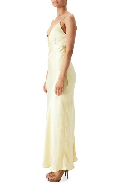 Shop Bardot Capri Diamanté Strap Satin Slip Dress In Canary Yellow