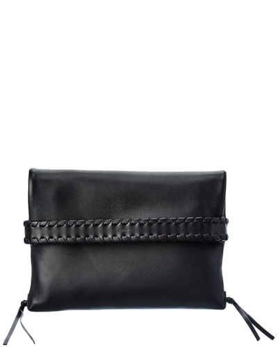 Shop Chloé Mony Leather Clutch In Black