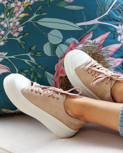 Shop Belle & Bloom Just A Dream Croc Leather Sneaker - Blush In Beige