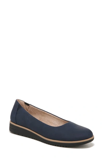 Shop Natural Soul Idea Ballet Wedge Slip-on Flat In Navy Nubuck Synthetic