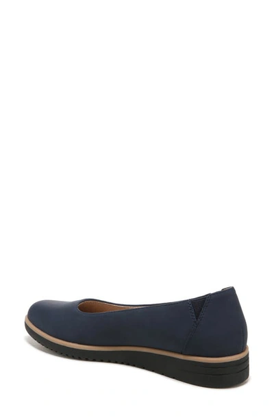 Shop Natural Soul Idea Ballet Wedge Slip-on Flat In Navy Nubuck Synthetic