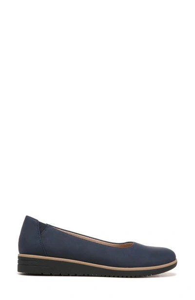 Shop Natural Soul Idea Ballet Wedge Slip-on Flat In Navy Nubuck Synthetic