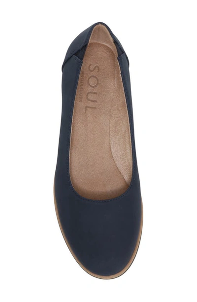 Shop Natural Soul Idea Ballet Wedge Slip-on Flat In Navy Nubuck Synthetic