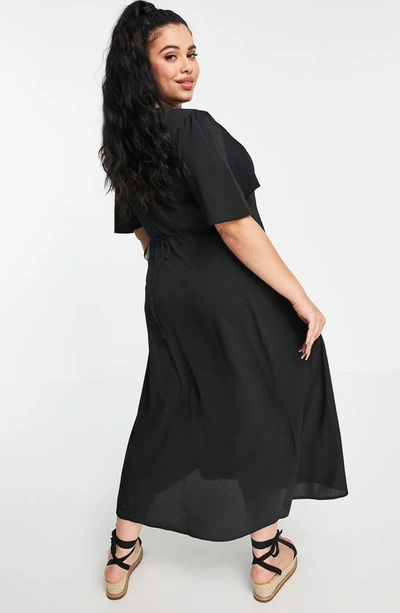 Asos Design Curve Button-up Midi Dress In Black