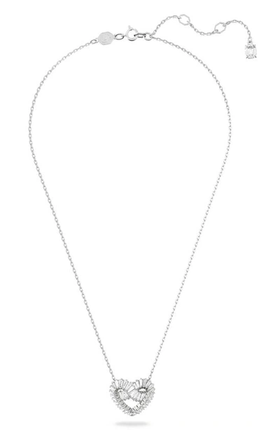 Shop Swarovski Matrix Woven Crystal Heart Pendant Necklace In Silver