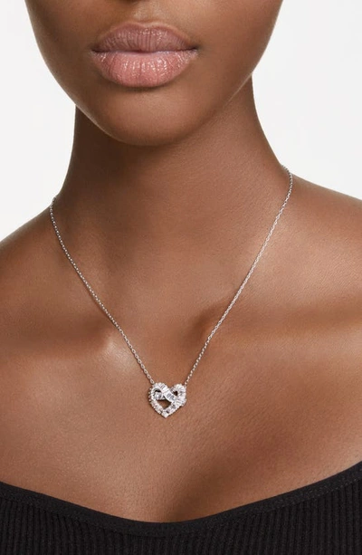 Shop Swarovski Matrix Woven Crystal Heart Pendant Necklace In Silver