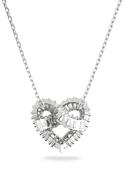 Shop Swarovski Matrix Woven Crystal Heart Pendant Necklace In Silver