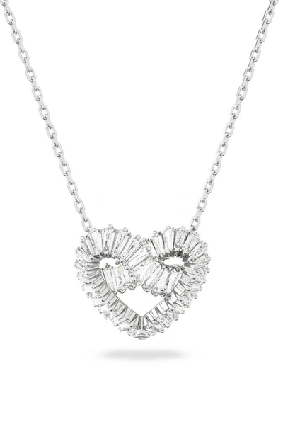 Shop Swarovski Matrix Woven Crystal Heart Pendant Necklace In Silver