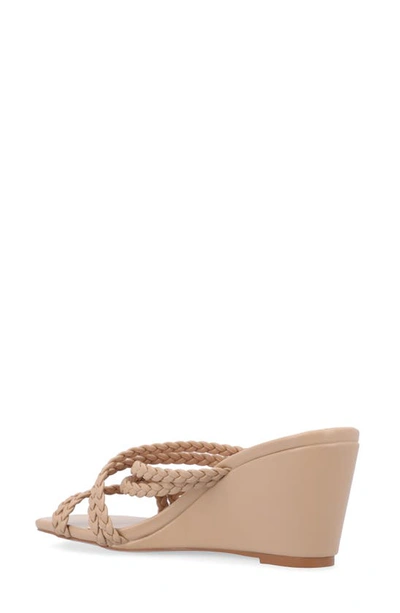 Journee Collection Baylen Braided Strappy Wedge Sandal In Taupe