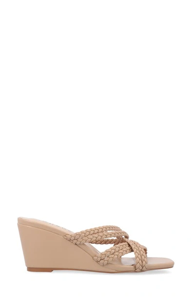 Journee Collection Baylen Braided Strappy Wedge Sandal In Taupe