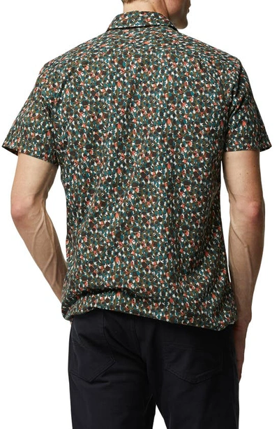Rodd & Gunn Eglinton Flat Floral Short Sleeve Cotton Button-up Shirt In Deep Forest