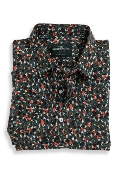Rodd & Gunn Eglinton Flat Floral Short Sleeve Cotton Button-up Shirt In Deep Forest