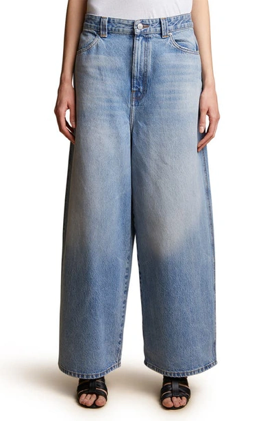 Shop Khaite Rapton Super Wide Leg Denim Jeans In Bryce