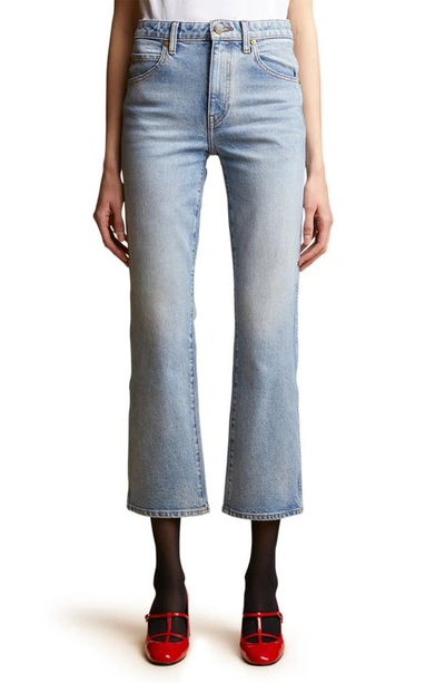 Shop Khaite Vivian High Waist Crop Flare Jeans In Bryce Stretch