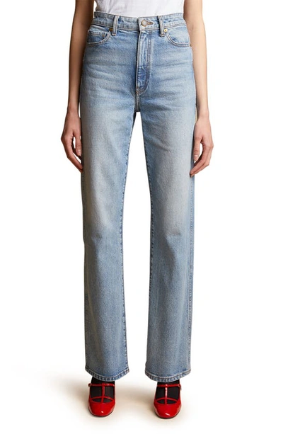 Shop Khaite The Danielle High Waist Straight Leg Jeans In Bryce Stretch