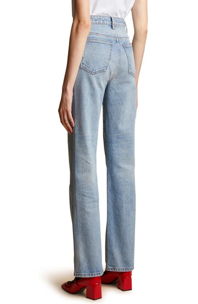 Shop Khaite The Danielle High Waist Straight Leg Jeans In Bryce Stretch