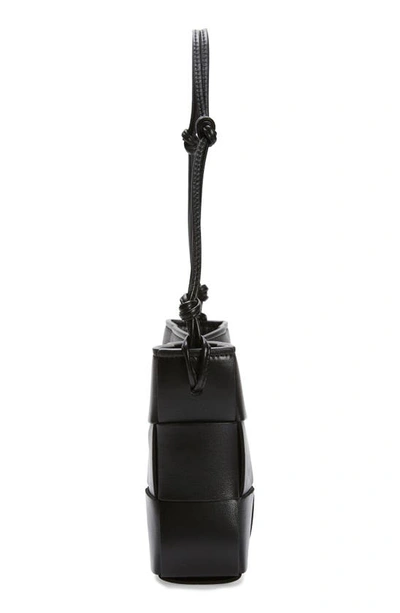 Shop Bottega Veneta Cassette Intrecciato Leather Shoulder Bag In 8425 Black-gold