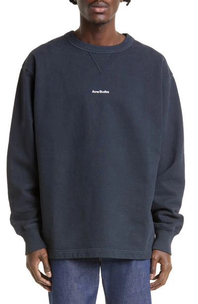 Shop Acne Studios Cotton Fleece Logo Sweatshirt In Black