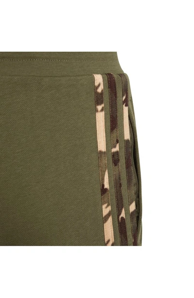 Shop Adidas Originals Kids' Camo 3-stripes French Terry Sweat Shorts In Olive Strata