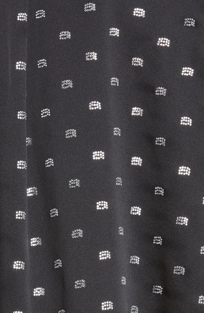 Shop Alexander Wang Crytal Logo Silk Pajama Shirt In Black