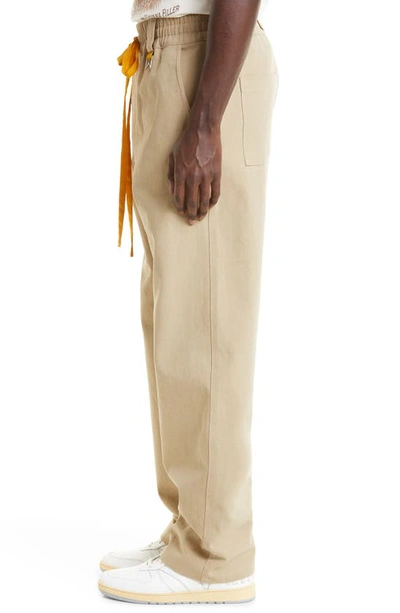 Shop Rhude Sala Drawstring Waist Cotton Straight Leg Pants In Khaki