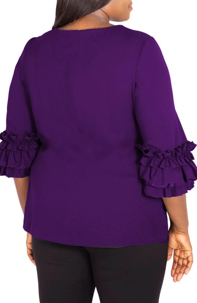 Shop Maree Pour Toi Ruffle Sleeve Knit Top In Purple