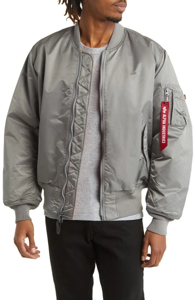 Shop Alpha Industries Ma-1 Reversible Bomber Jacket In Vintage Gray