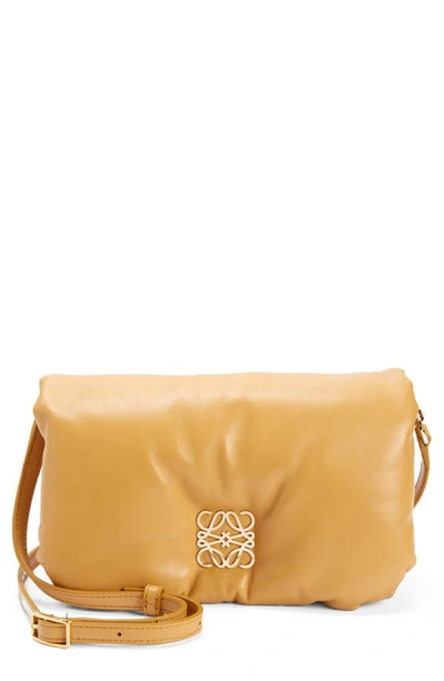 Shop Loewe Mini Goya Lambskin Leather Puffer Bag In Camel