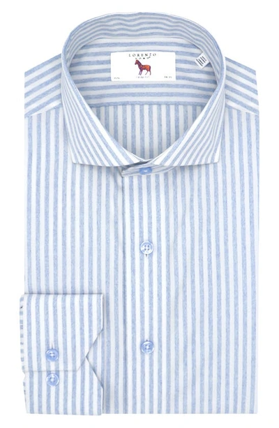 Shop Lorenzo Uomo Trim Fit Stripe Dress Shirt In White/ Light Blue