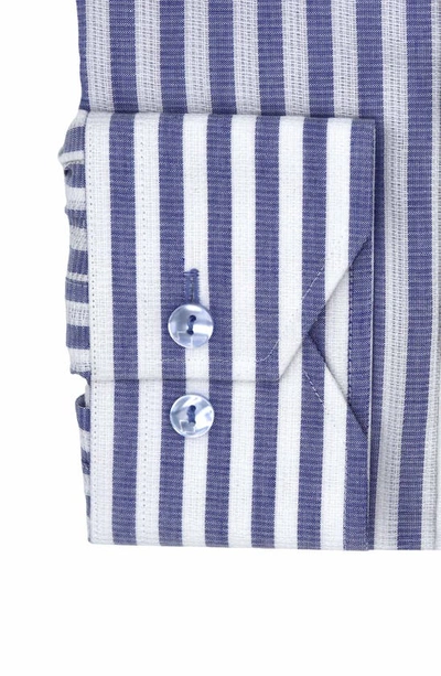 Shop Lorenzo Uomo Trim Fit Stripe Dress Shirt In White/ Marine Blue