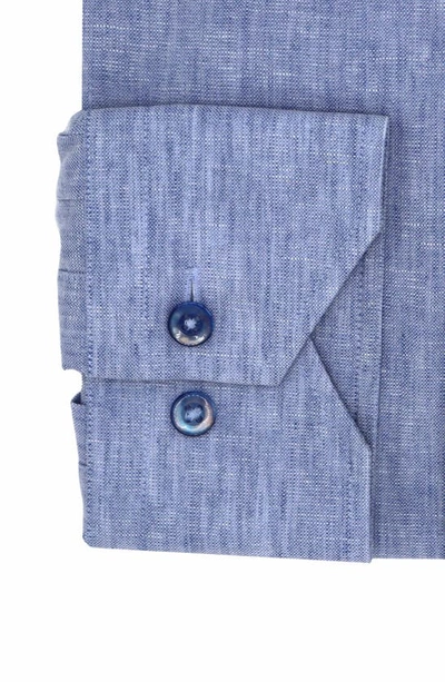 Shop Lorenzo Uomo Trim Fit Textured Dress Shirt In Steel Blue