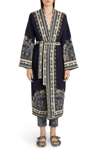 Etro Geo Foulard Robe Coat In Blue | ModeSens