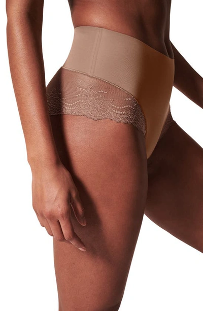 Spanx Undie-tectable Lace Hi-hipster Panties In Cafe Au Lait