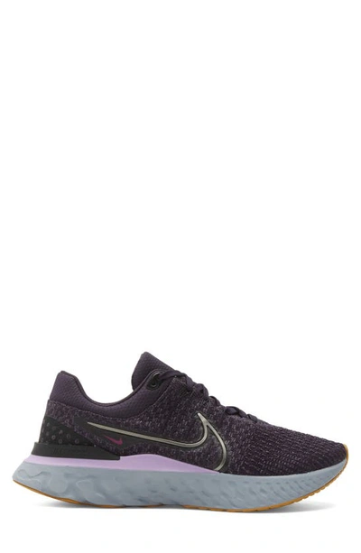 Nike React Infinity Run Flyknit 3 Running Shoe In Cave Purple/ Metallic Pewter