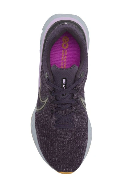 Nike React Infinity Run Flyknit 3 Running Shoe In Cave Purple/ Metallic Pewter