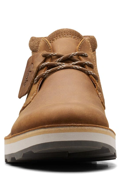 Shop Clarks Corston Db Waterproof Chukka Boot In Brown Leather