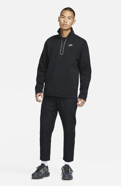 Shop Nike Tech Fleece Quarter-zip Pullover In Black/ Heather