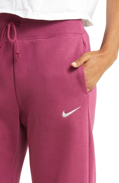 Shop Nike Sportswear Phoenix High Waist Wide Leg Sweatpants In Rosewood/ Sail