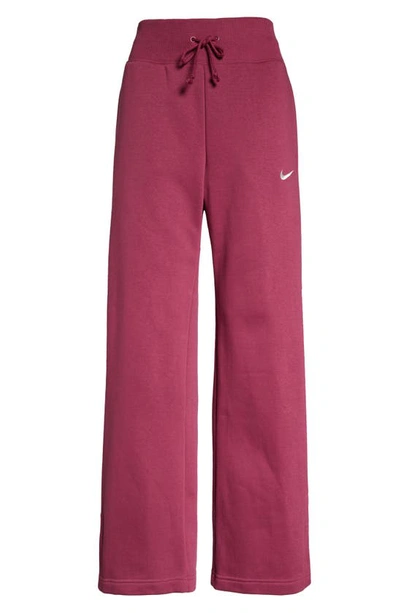 Shop Nike Sportswear Phoenix High Waist Wide Leg Sweatpants In Rosewood/ Sail