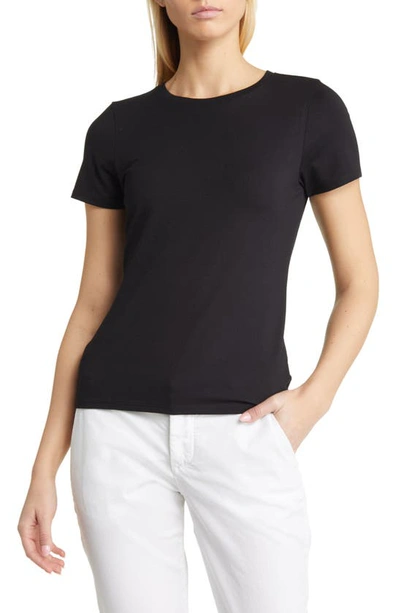 Shop Nordstrom Pima Cotton Blend Crewneck T-shirt In Black
