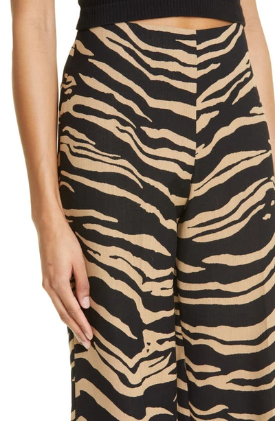 Shop Stella Mccartney Tiger Stripe Wide Leg Wool & Cotton Blend Pants In 9907 - Raffia