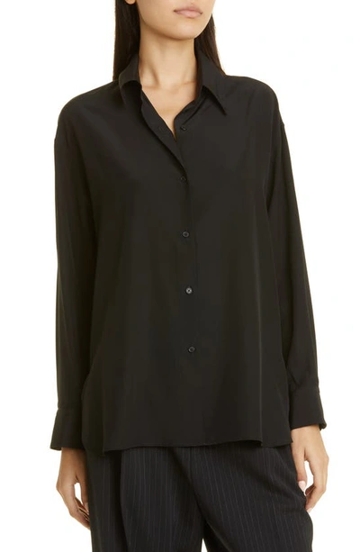 Shop Nili Lotan Julien Silk Button-up Shirt In Black