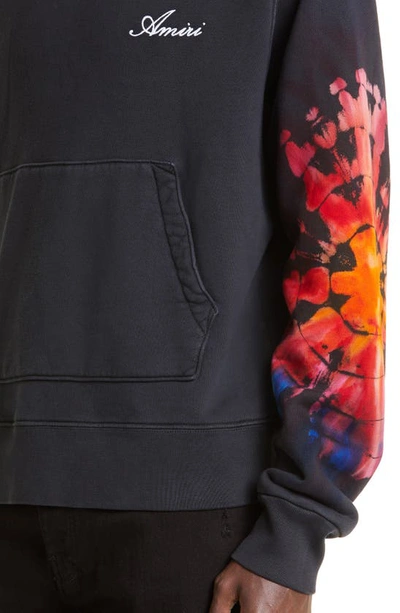 Shop Amiri Spot Tie Dye Cotton Logo Hoodie In Black